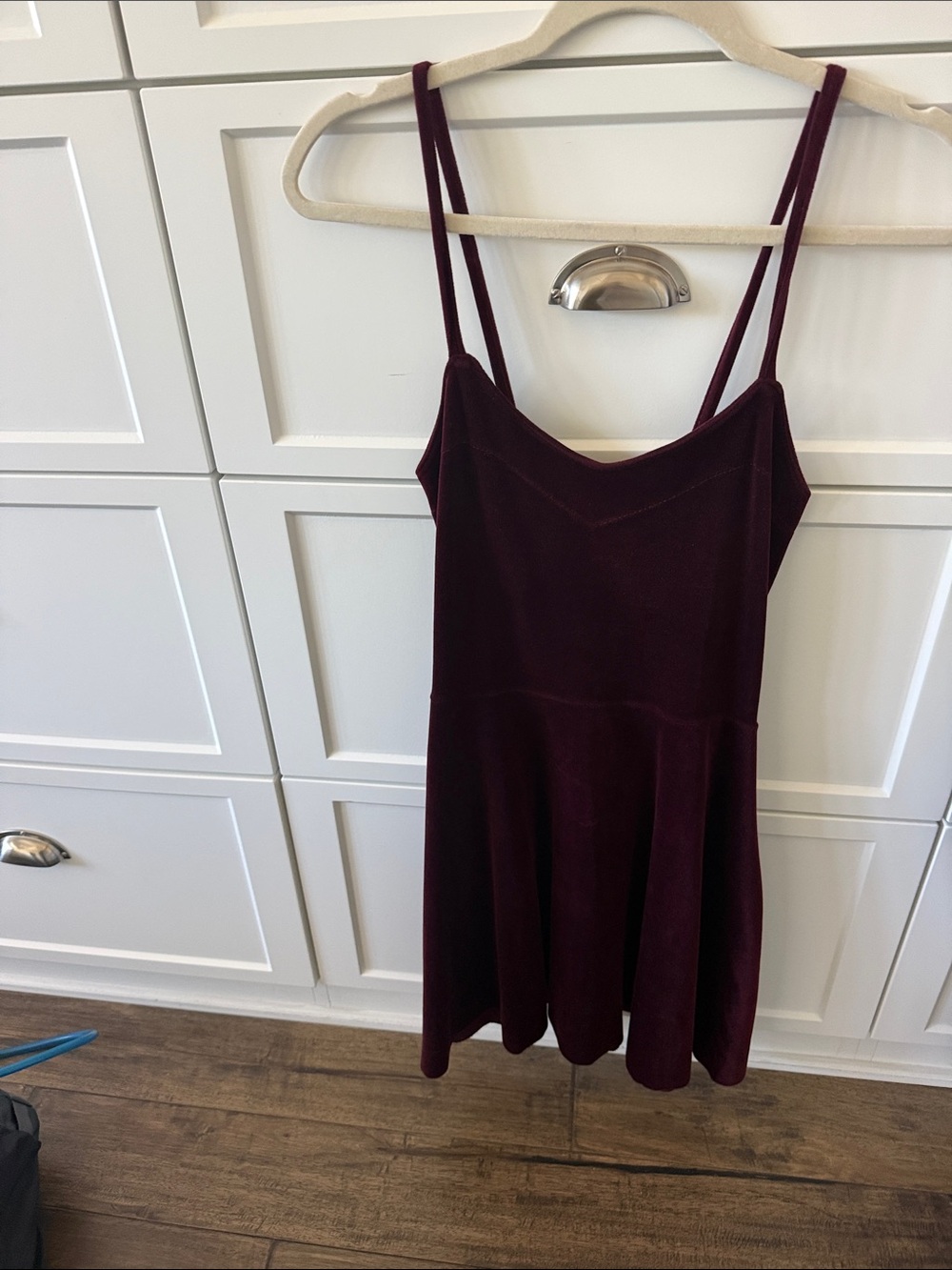 Women's Velvet Spaghetti-Strap Dress in Deep Burgundy